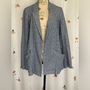 Blue stripped linen blazer